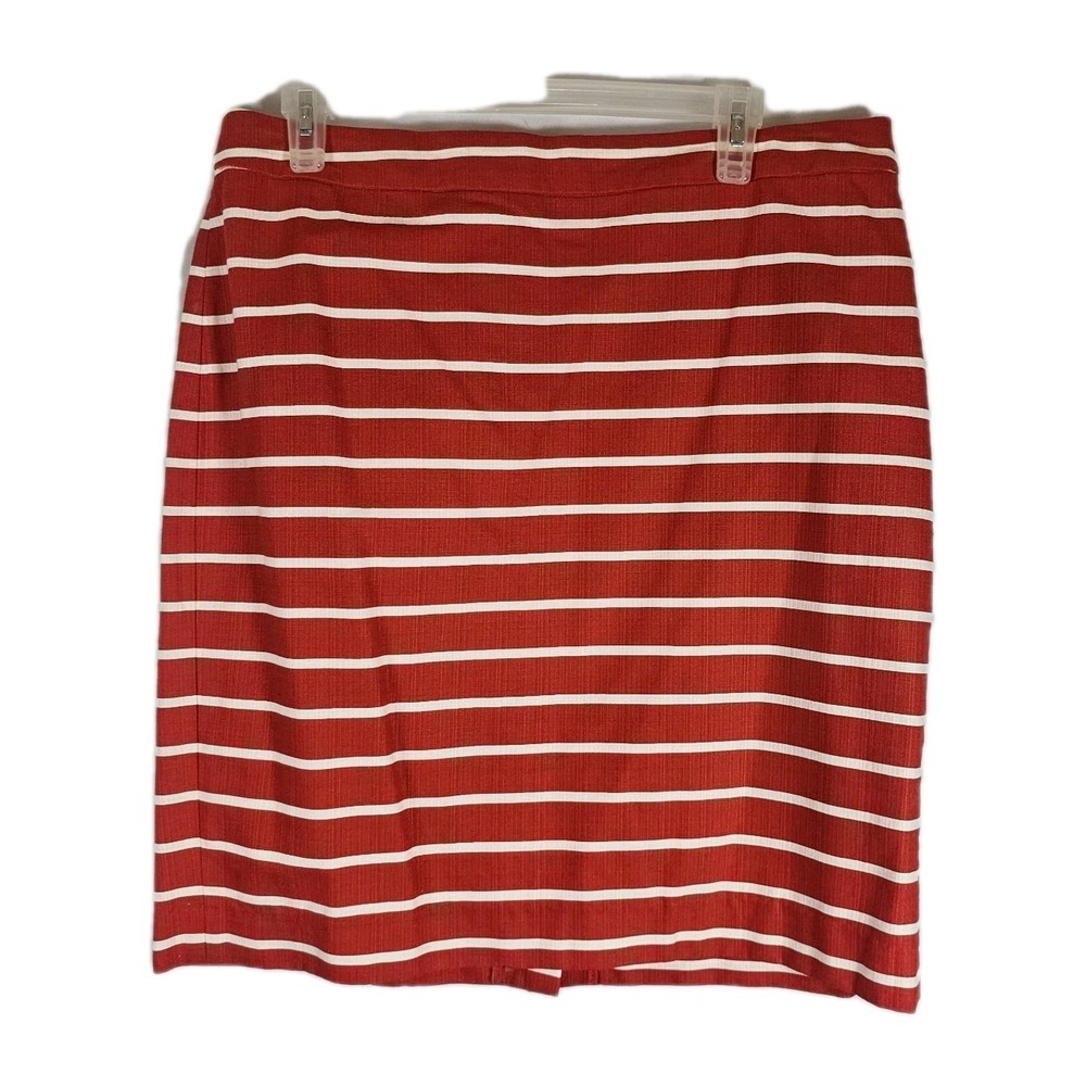 Banana Republic Women's Skirt Red White Stripe Cotton Back Zip Size 12 EUC